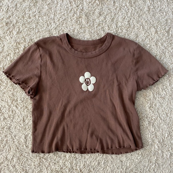 Coffee brown lettuce cut t-shirt from PacSun - Picture 1 of 4